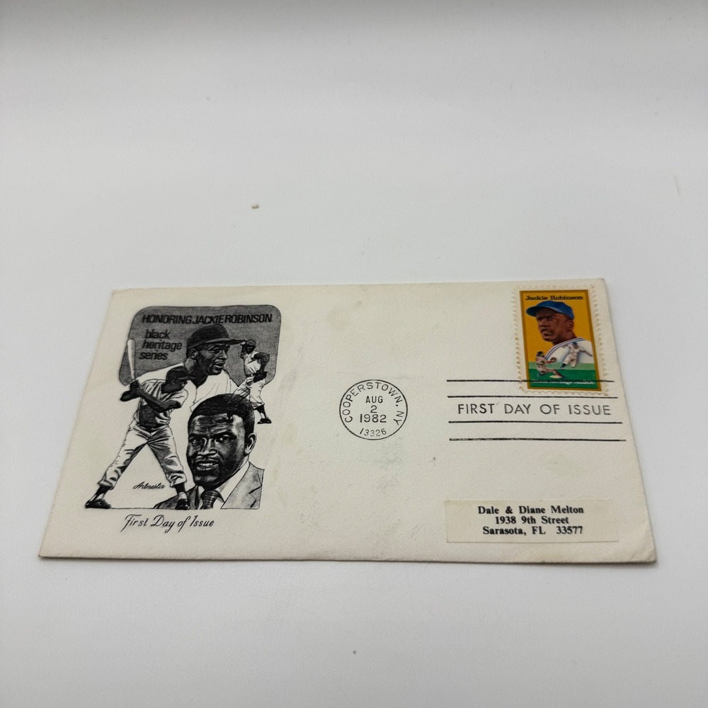 1982 Jackie Robinson Black Heritage Series First Day of Issue Cover Cooperstown